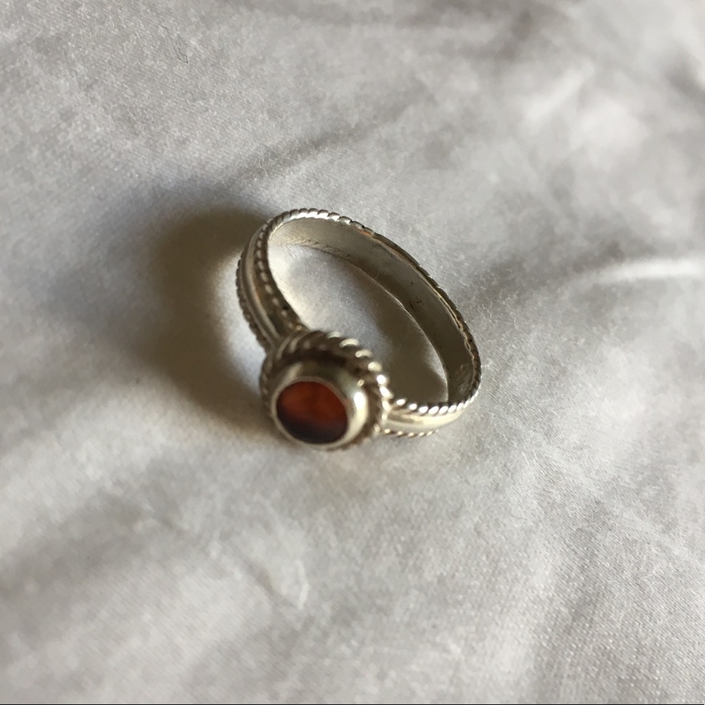 Orange Citrine and Sterling Silver Ring size 8